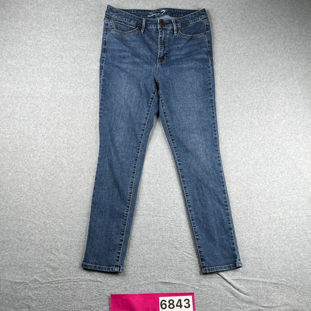 Seven 7 Denim Jeans Womes Size 10 Skinny Blue Distressed Casual